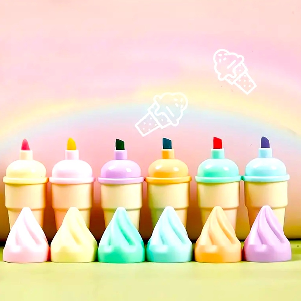 Ice cream cone mini fluorescent highlighters NWT